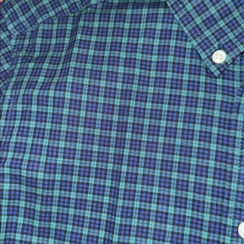 Polo Ralph Lauren boys navy and green plaid oxford shirt size large (14-16) NWT